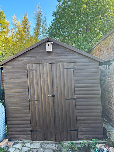 Wooden brown apex roof garden - roof,