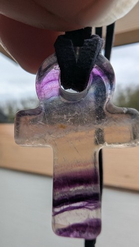 Fluorite crystal carving - carving, ankh