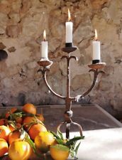 Leon Rusted Metal Candelabra, 3 Candle Stick Holder, Rustic Table Decor, Garden