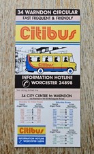 CITIBUS MIDLAND RED WORCESTER 34 CITY CENTRE WARNDON BUS TIMETABLE BLACKPOLE MRW