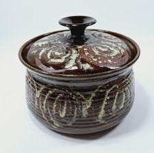 Pru Green Gwili Studio Pottery Casserole Serving Dish Vintage Wax Resist