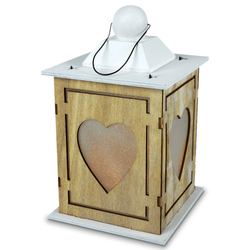 Wood lantern heart window - wood,