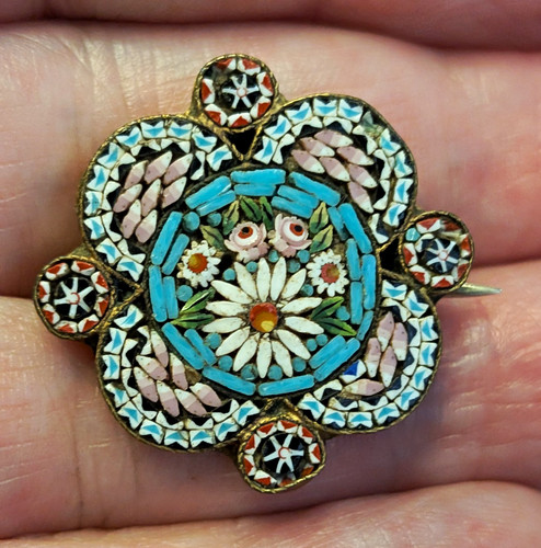 Antique micro mosaic brooch