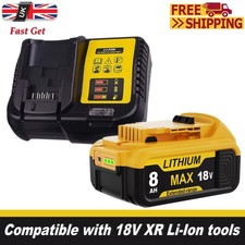 Battery AND Charger For DeWalt 18V 8.0Ah Li-ion XR DCB182 DCB184 DCB183 DCB206