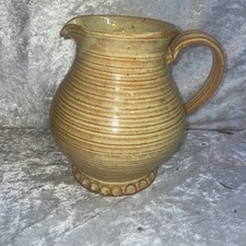 Vintage Hand Thrown Studio Pottery Jug - Part Glazed Stoneware