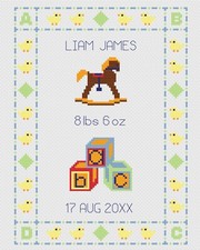 Cross Stitch Birth Sampler Kit or Pattern by Florashell - Ducks Boy