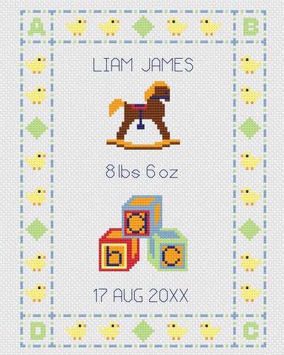 Cross stitch birth - stitch, sampler