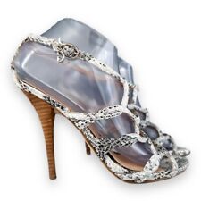 Ladies Guess Snakeskin Patterned Strappy High Heels Sandals Shoes Size 5 EU 38