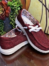 Womens Gypsy Jazz Shoes Slip On Cranberry Sparkle Eva Shoes Sz 7