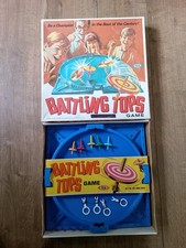 Vintage Battling Tops Game Ideal 1968- 5 Tops 4 Pullers 4 Pegs & Card Insert
