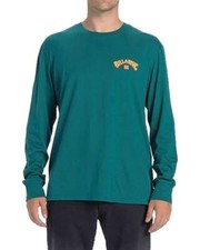 Billabong Tshirt Long Sleeved Crew Neck Mens Cotton Arch Fill Green