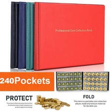 COIN ALBUM BOOK for 240, 96 coins perfect for 50p £1 £2 COINS FOLDER COLLECTOR