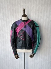 Dainese Black Leather Vintage 90's Biker Jacket - Small