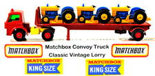 Matchbox KING SIZE K-20 FORD D-Serie TRUCK & FLAT-BED TRAILER w/ 3 FORD TRACTORS