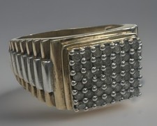 9ct Yellow Gold Diamond Rolex Style Ring EXTRA LARGE Size Z+4 Fully Hallmarked