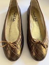 French Sole Gold Quilted Leather Ballet Flats EU Size 41 / UK Size 8