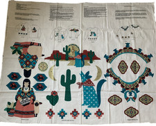 Southwest Applique Fabric Panel Cranston cotton coyote squashblossoms pottery