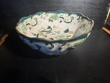 Vintage Mason’s Ironstone Chartreuse Large 10in Bowl - Scallop Edge