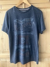 Navy Blue Retro Print T-shirt