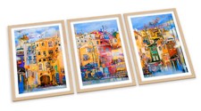 Cityscape Buildings Skyline FRAMED ART PRINTS SET Picture Poster Artwork