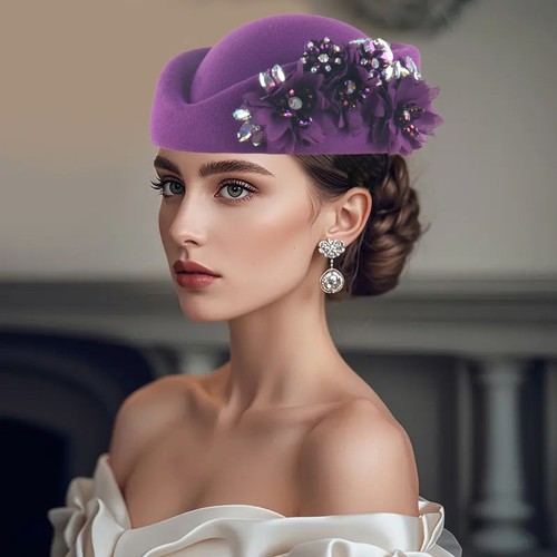 Bridal white felt pillbox - bridal,