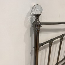 Double Bed Metal Head Board With Diamond Style Decorative Crystal Balls
