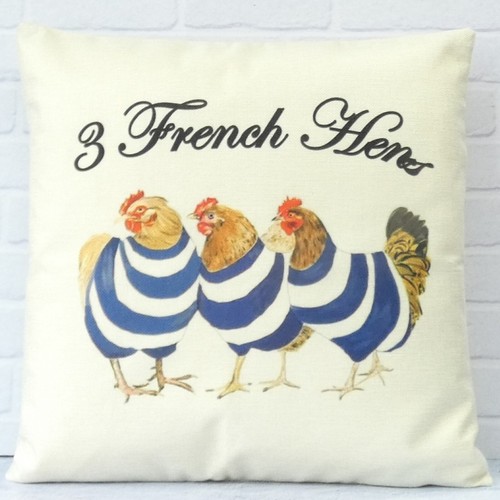 French hens cushion - hens, cover