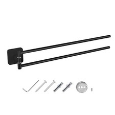 JASSFERRY Black 2 Swivel Bars Towel Rail Wall Mounted Towel Rack Holder