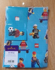 Lego  Minifigures Wrapping Paper 2 Sheets 2 Tags Construction Hallmark (PR)