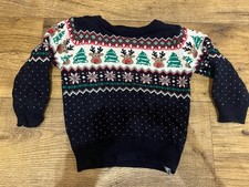 Boys, Black Primark Christmas Jumper Knitted Age 12-18 Months Reindeer