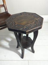 Liberty & Co. Style Carved Japanese Table Antique Arts & Crafts Octagonal 