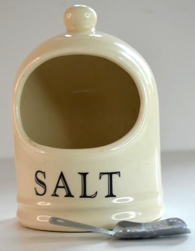 Cream ceramic salt cellar - cream,