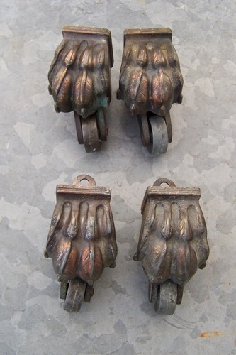 Four antique claw foot caster - antique,