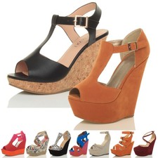 WOMENS LADIES HIGH WEDGE HEEL