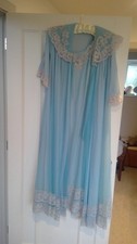 Vintage double nylon nighdress and negligee set peignoir sissy tv size xl