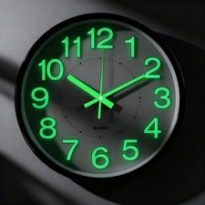 12" Luminous Wall Clock Silent Quartz Home Clock Decor Illuminated Night Light