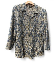 Vintage Pola Oy Finland Ornate Denim Jacket Baroque Floral 90s EU38 UK12