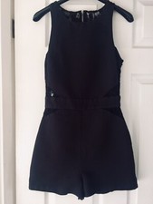 Topshop Black Lace Playsuit Size 6 Excellent Condition