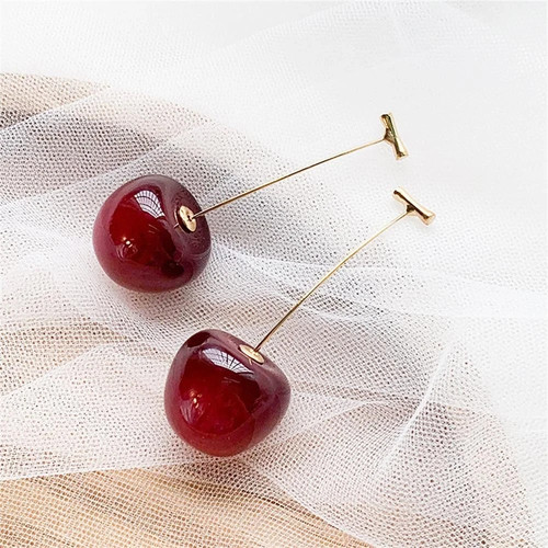 Cute cherry acrylic earrings - cherry,
