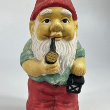 Vintage French 1970s Traditional Garden Gnome In Hand Painted Terracotta