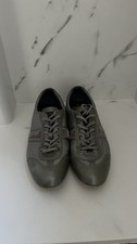 Grey leather Prada Lace Up Trainer UK Size 4 In Good Condition