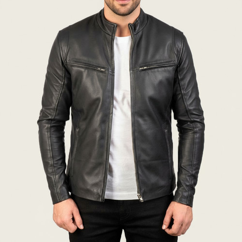 Men black real - real, leather