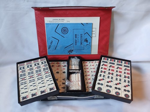 Mahjong set 144 bamboo back - mahjong,