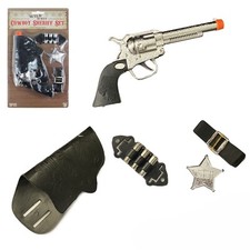 5Pc Cowboy Sheriff Set Plastic Gun Holster Wild West Ranger Fancy Dress Toy
