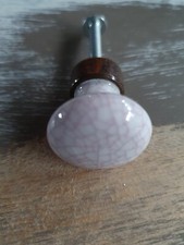 5 Porcelain Ceramic Rose Crackle Glaze With Rust Base Drawer Cabinet Knobs 25mm