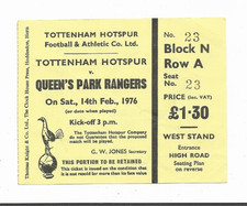 Ticket 1975/76 Division 1 - TOTTENHAM HOTSPUR v. QUEENS PARK RANGERS