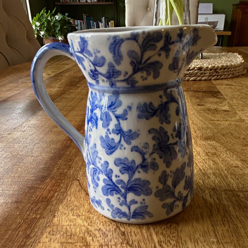 Blue white floral ceramic - blue, &