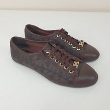 Michael Kors Kristy Trainers Womens UK 4.5 Brown Bronze Lace Up Leather