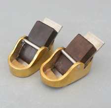 2 Vintage Brass Round & Flat Sole Luthier Violin Finger Planes Small Plane
