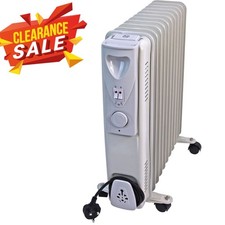 11 Fin 2500W Portable Electric OIL FILLED RADIATOR Heater With Thermostat